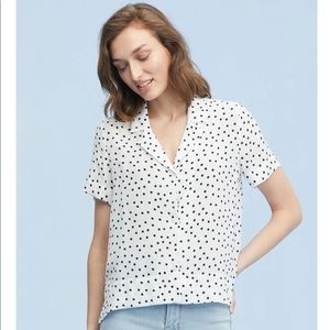 LilySilk Polka Dot Button Through Shirt Size S
